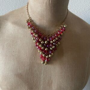 Elegant Gold and Red Statement Necklace